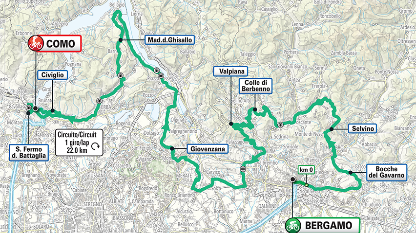 Giro di Lombardia 2026 nell’Isola Bergamasca: tutte le strade chiuse e gli orari di passaggio comune per comune